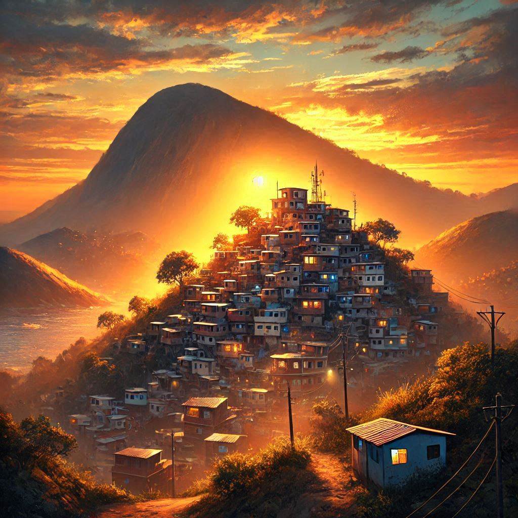 "O pôr do Sol surge atrás da montanha silenciosa e a favela vê a vida passar..."