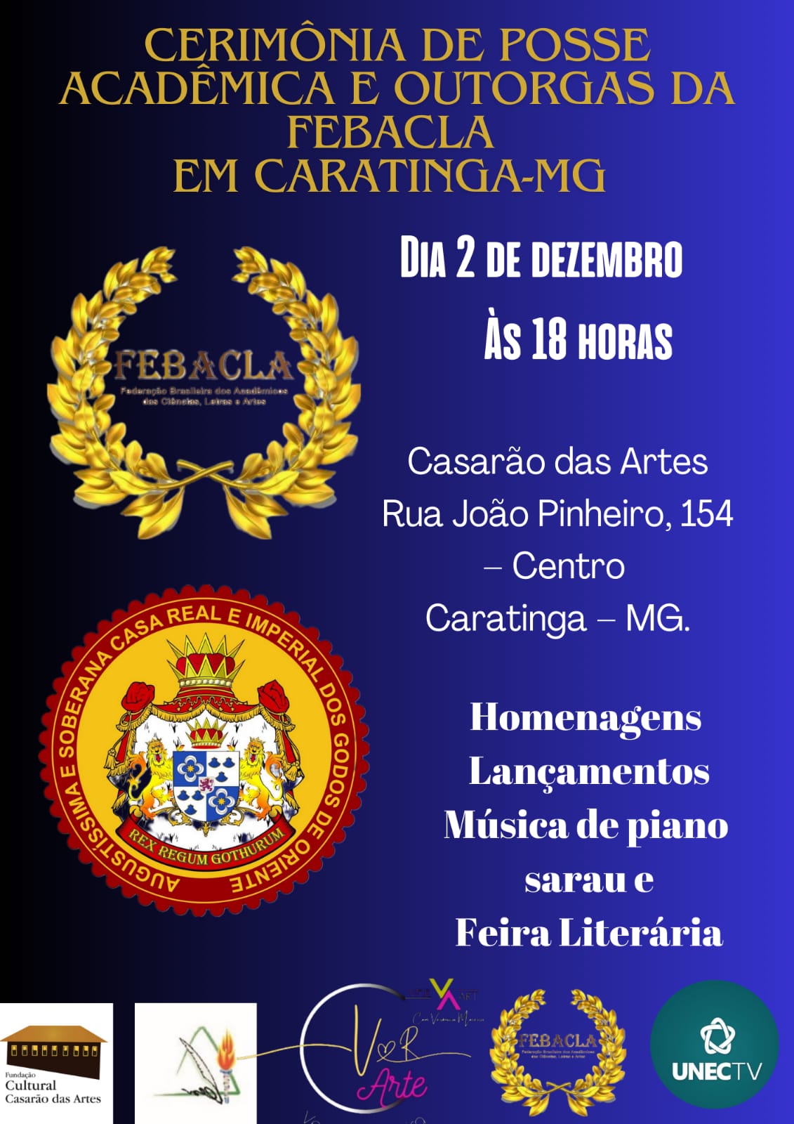 Card do evento promovido pela Delegacia Cultural da FEBACLA em Caratinga