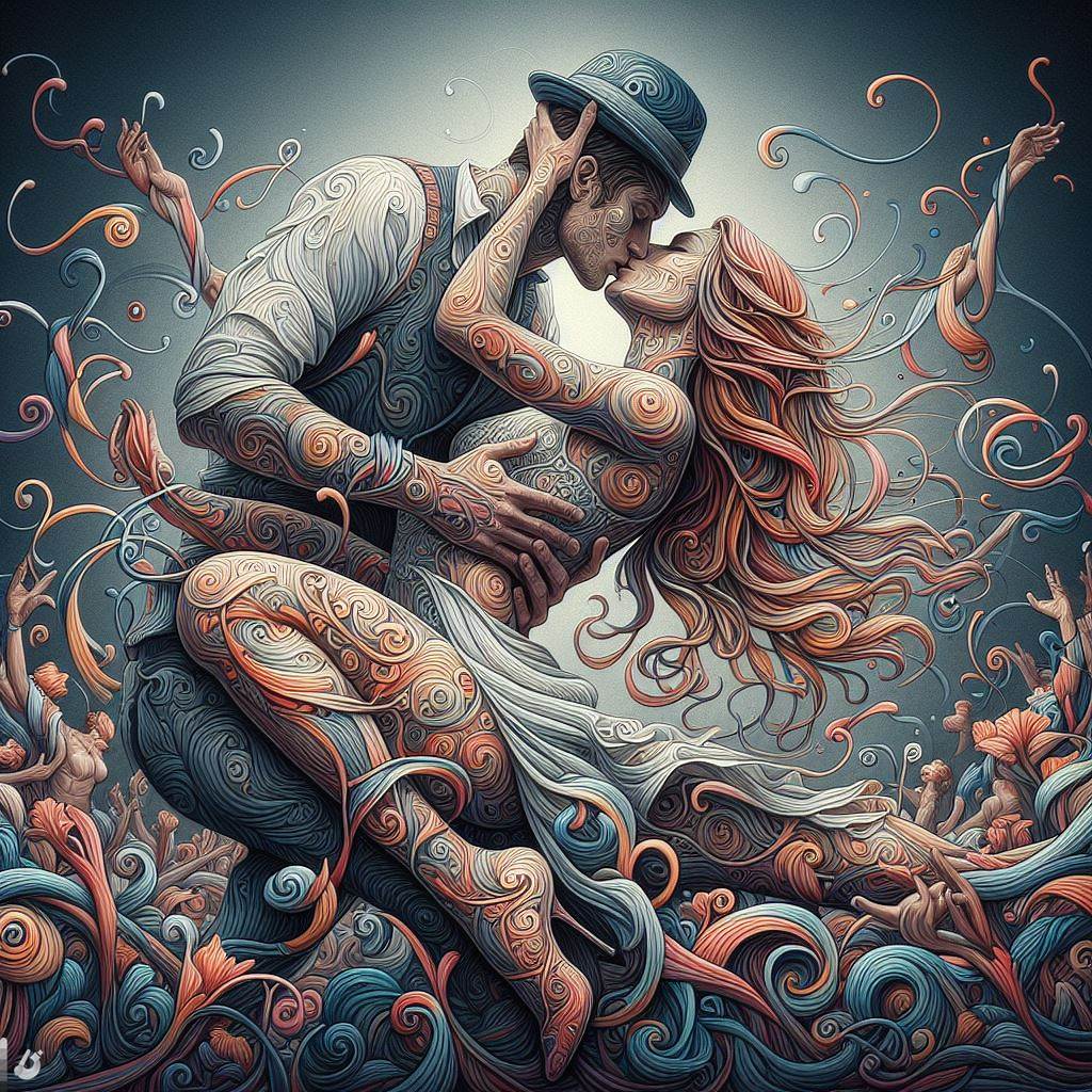 "Em cada beijo, uma dança que transcende as palavras, uma coreografia única que se desenha nos lábios entrelaçados"