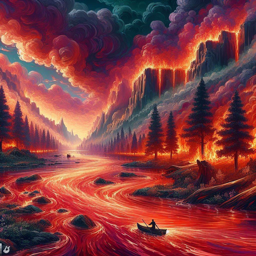 "... no rio ardente com cor de rubi muita dor"