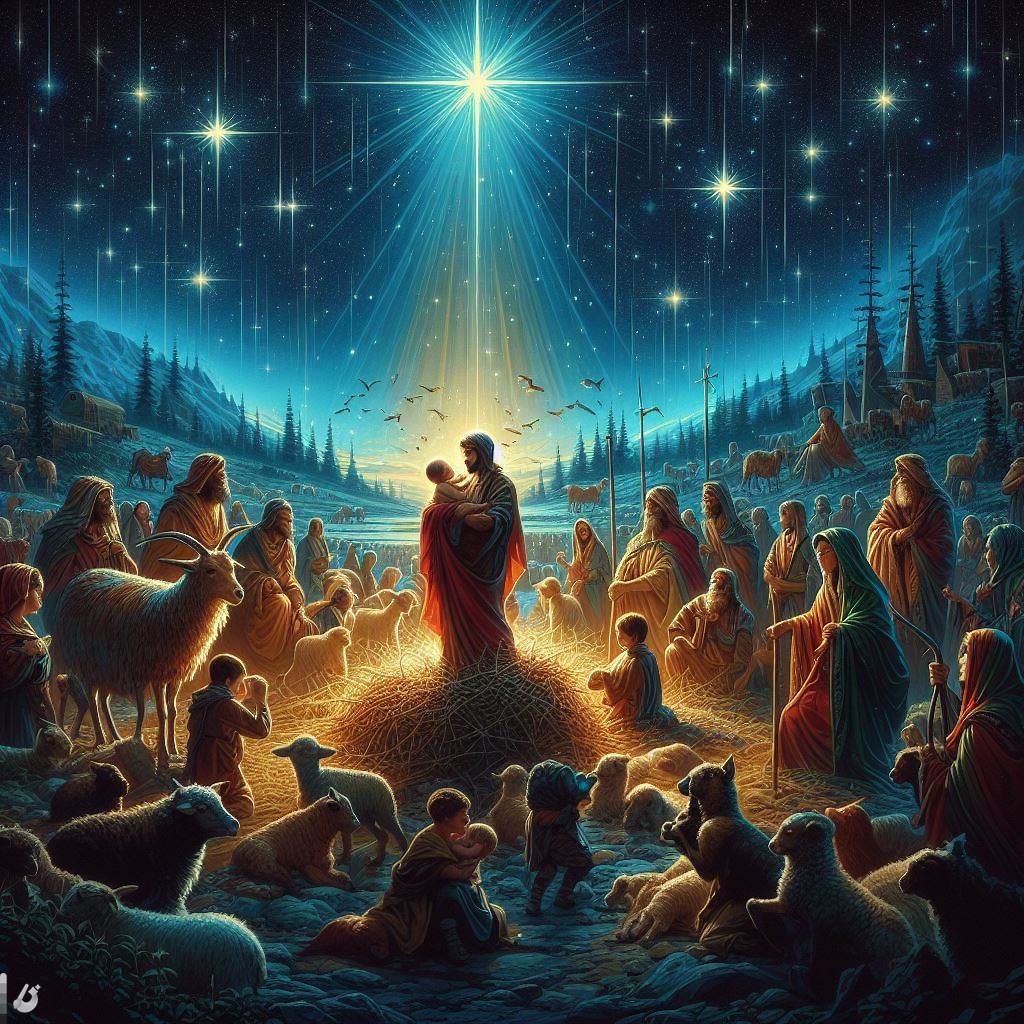"Sob as estrelas que no céu brilhavam eis que entre pastores e animais, nasceu o menino..."