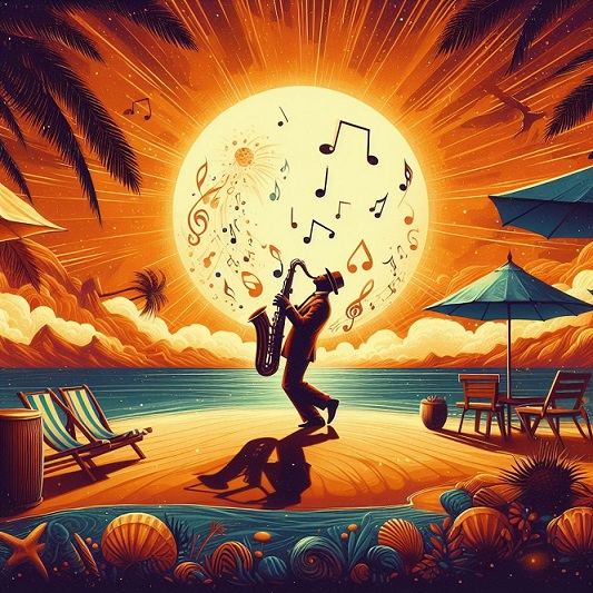 Sob o sol do verão, minha alma dança, No ritmo do jazz, que me satisfaz