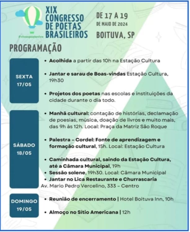 Cartaz do XIX Congresso de Poetas Brasileiros