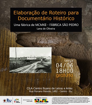 Cartaz do evento 'Elaboração de Roteiro para Documentário Histórico'