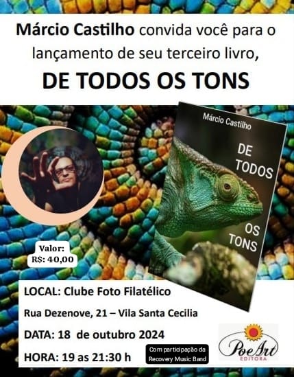 Capa do livro 'De Todos os Tons', de Márcio Castilho