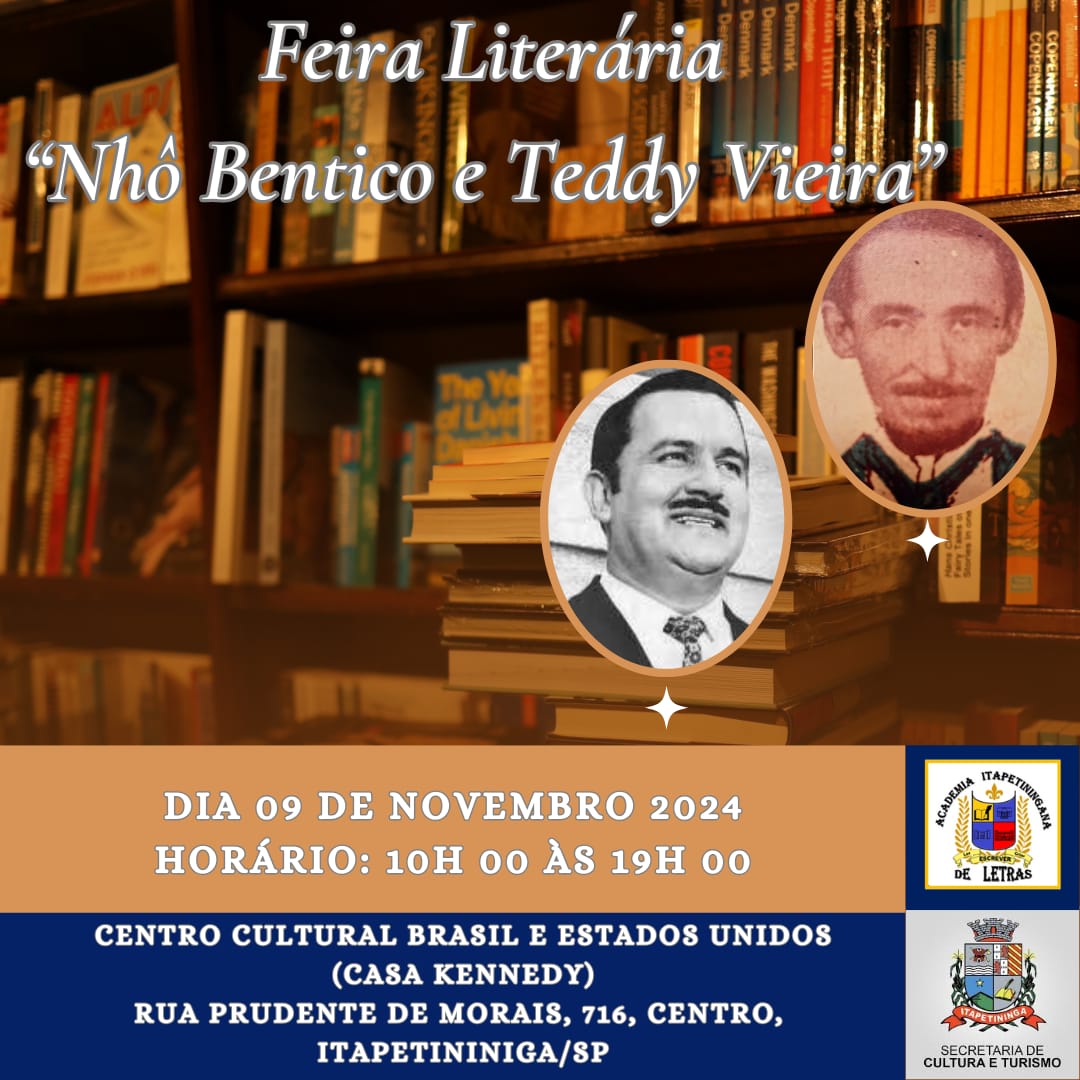 Cartaz da 1ª Feira Literária 'Nhô Bentico' e 'Teddy Vieira'