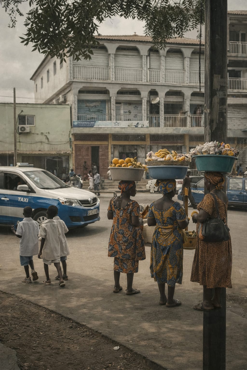 Imagem fotografada com o telemóvel do autor, recriada por IA. Bairro avô Kumbi, Kilamba kiaxi, Luanda Angola.