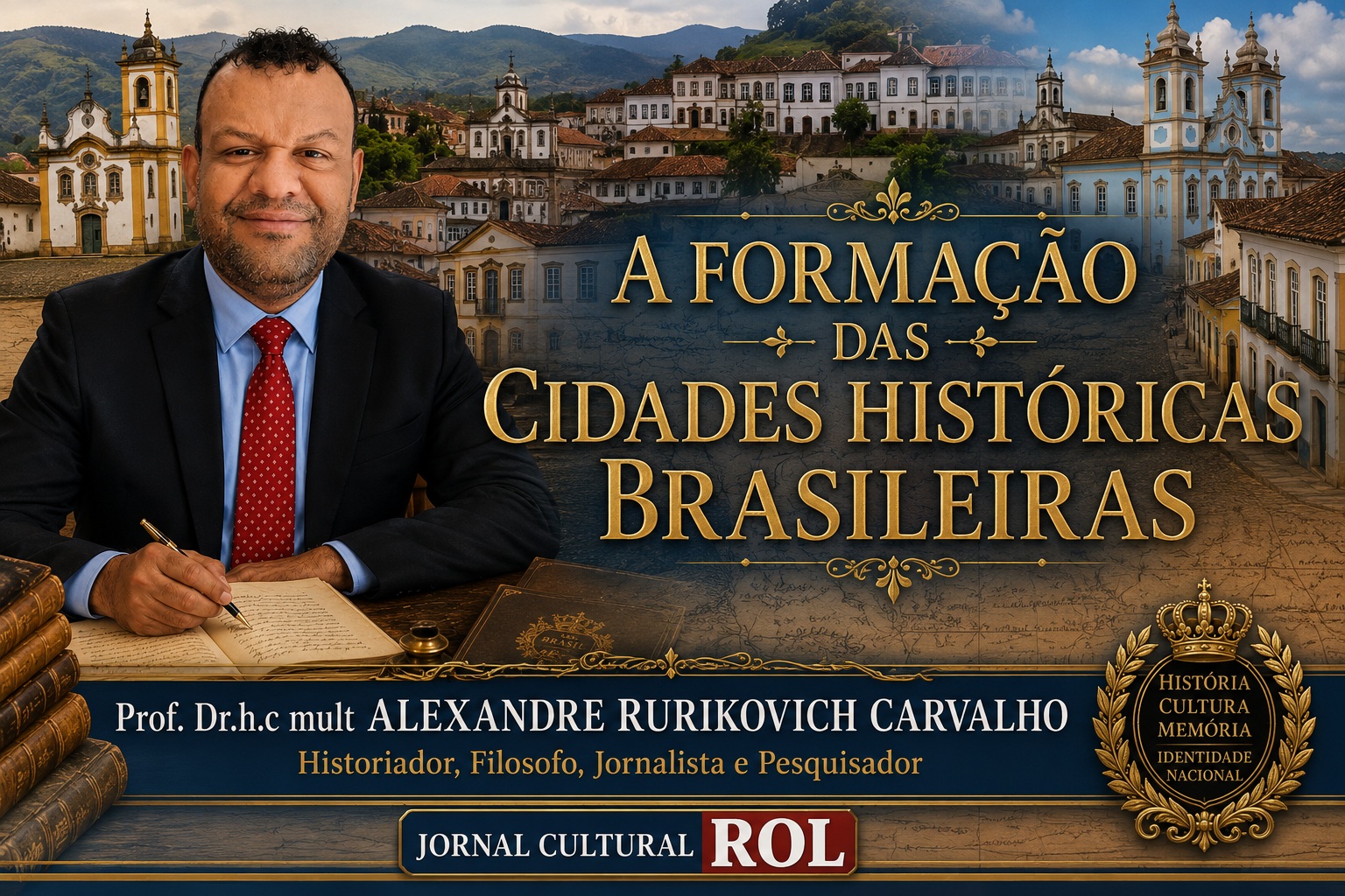 As cidades históricas brasileiras guardam, em suas ruas, igrejas e monumentos, a memória viva da formação do nosso país. Nesta nova publicação, convido você a conhecer a origem, a riqueza cultural e o legado desses importantes patrimônios que contam a história do Brasil através dos séculos. Imagem criada por IA.